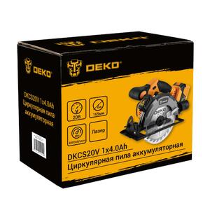 Циркулярная пила аккумуляторная DEKO DKCS20V, 20В, 165мм, 1x4.0Ач, фото 2