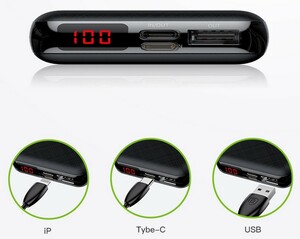 Портативное зарядное устройство Baseus Mini S Digital Display Powerbank 10000mAh PD Edition Black, фото 5