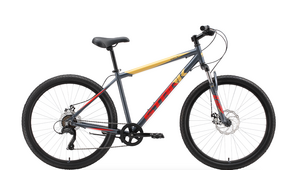 Велосипед Stark'23 Respect 26.1 D Microshift серый/красный/желтый 16"