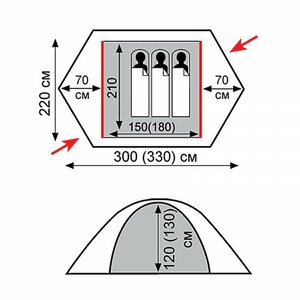 Палатка Tramp Rock 3 (V2) (серая), фото 2