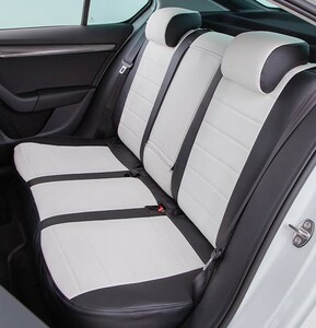 Чехлы из экокожи Seintex для Mazda 6 III Sedan (rest.) 2018-н.в. (бело-черные, 91580), фото 2
