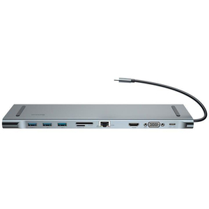 USB-концентратор Baseus Enjoyment Series Type-CNotebook (PD/HD4Kx2/VGA/RJ45/SD/TF/USBx3/Adapter), серый, фото 1