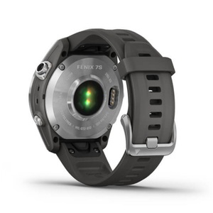 Умные часы Garmin Fenix 7s серебристый с графитовым силиконовым ремешком, фото 9