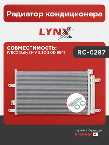 Радиатор кондиционера LYNXauto RC-0287. Для: IVECO ИВЕКО Daily(Дэйли) III-IV 2.3D-3.0D 99-11, фото 1