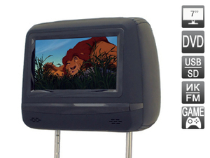 Подголовник со встроенным DVD плеером и LCD монитором 7" Avel AVS0745T (Черный), фото 1