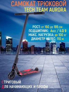 Самокат трюковой Tech Team Aurora black, фото 1