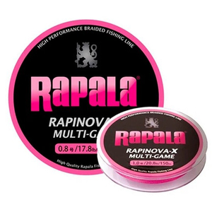 Леска плетеная RAPALA Rapinova-X MULTI GAME розовая 150м #0.8/17.8LB/0.14 мм, фото 2
