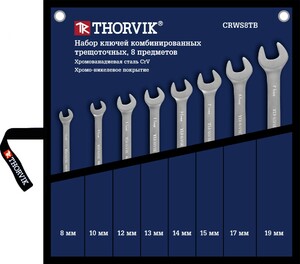 Thorvik CRWS8TB Набор ключей гаечных комбинированных трещоточных в сумке, 8-19 мм, 8 предметов, фото 1