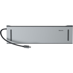 USB-концентратор Baseus Enjoyment Series Type-CNotebook (PD/HD4Kx2/VGA/RJ45/SD/TF/USBx3/Adapter), серый, фото 2