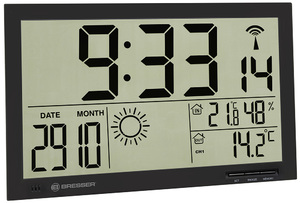 Метеостанция (настенные часы) Bresser MyTime Jumbo LCD, черная, фото 1