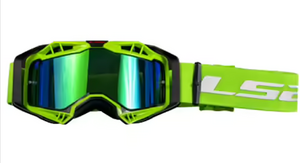 Очки кросс LS2 AURA Goggle с хамелеон линзой (черно-зеленые с зеленой линзой хамелеон, Black hiv green with green iridium visor), фото 2