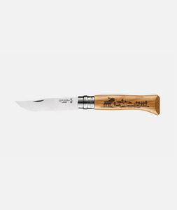 Нож Opinel №8 Animalia, нержавеющая сталь, рукоять дуб, гравировка лось, фото 2