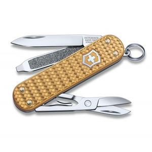 Нож-брелок Victorinox Classic SD Precious Alox, 58 мм, 5 функций, "Brass Gold"