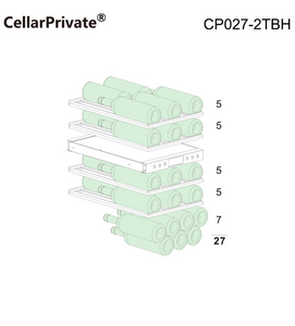 Винный шкаф CellarPrivate встраиваемый, двухзонный на 27 бутылок черный, скрытая ручка CP027-2TBH, фото 4