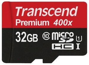 Карта памяти MicroSDHC 32GB Transcend  Class10 400x Class10 (original), фото 2