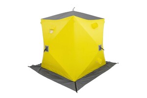 Палатка зимняя утепленная Helios Куб Premium 2.1х2.1 желтый/серый HS-WSCI-P-210YG, фото 3