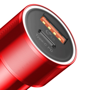Автомобильное зарядное устройство Baseus Small Screw Type-C PD+USB Quick Charge Car Charger 36W red, фото 5