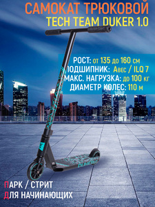 Самокат трюковой Tech Team Duker 1.0 black/celadon