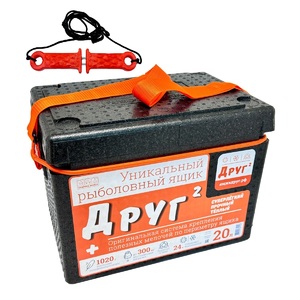 Рыболовный ящик Camping World "Друг-2" 20 черный (в комплекте резинка и самоспасатель), фото 1