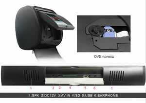 Подголовник с монитором 9" и встроенным DVD плеером FarCar-Z009 (Grey), фото 3