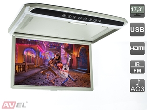 Потолочный монитор 17,3" со встроенным Full HD медиаплеером AVEL Electronics AVS1707MPP (серый), фото 1
