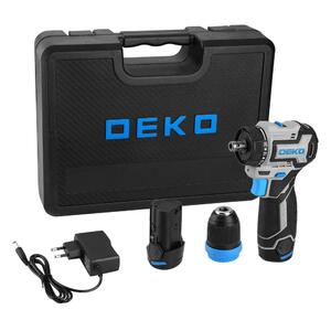 Дрель-шуруповерт аккумуляторная бесщеточная компактная DEKO Loner 12V PRO в кейсе со съёмным патроно, фото 10