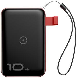 Портативное зарядное устройство Baseus Mini S Bracket 10W Wireless Charger 10000mAh 18W черный с красным, фото 1