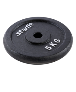 Диск чугунный Starfit BB-204 5 кг, d=26 мм, черный, фото 1