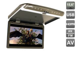 Автомобильный потолочный монитор 15.6" со встроенным FULL HD медиаплеером AVEL AVS1550MPP (Черный), фото 1