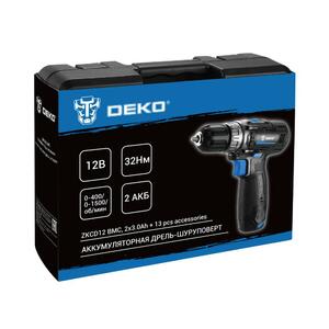 Аккумуляторная дрель-шуруповёрт DEKO ZKCD12 SET6 в кейсе + оснастка 13 шт, 12В, 2х3.0Ач, фото 6