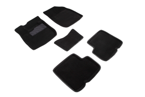 Ворсовые 3D коврики в салон Seintex для Renault Logan I 2004-2014 (черные)