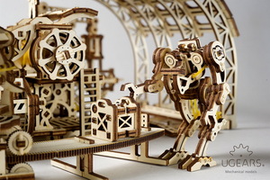 Механический деревянный конструктор Ugears Фабрика роботов, фото 4