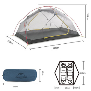 Палатка Naturehike Mongar NH19M002-J 210T двухместная сверхлегкая , синяя Navy Blue, 6975641880998, фото 5