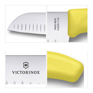 Нож Victorinox сантоку, лезвие 17 см рифленое, желтый, в картонном блистере, фото 4