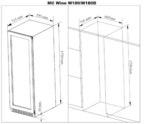 Винный шкаф MC Wine W180B отдельностоящий, 163 бутылки,одна зона от +5°C до +20°C., фото 2