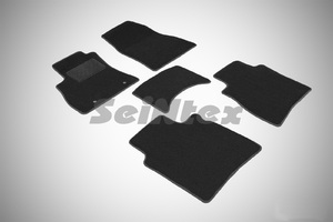 Ворсовые LUX коврики в салон Seintex для Nissan Sentra 2014-н.в. / Tiida C13 2015-н.в. (черные, 85981)