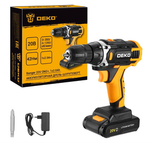 Аккумуляторная дрель-шуруповерт DEKO Banger 20V ONE+, 1x2.0Ач, фото 1
