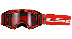 Очки кросс LS2 AURA Goggle с прозрачной линзой (черно-красные с прозрачной линзой , Black red with clear visor), фото 2