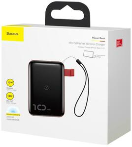 Портативное зарядное устройство Baseus Mini S Bracket 10W Wireless Charger 10000mAh 18W черный, фото 4