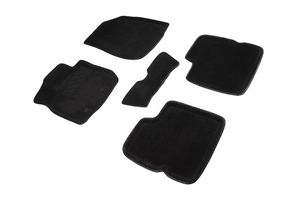 Ворсовые 3D коврики в салон Seintex для Nissan Terrano III 2014-2015 (черные)