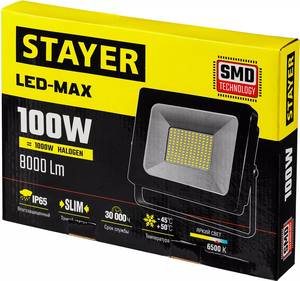 Светодиодный прожектор STAYER 100Вт 8000 Лм 6500 К IP65, LED-MAX, 57130-100, фото 4