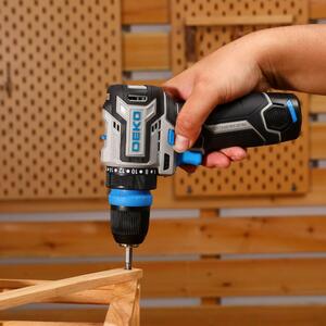 Дрель-шуруповерт аккумуляторная бесщеточная компактная DEKO Loner 12V PRO в кейсе со съёмным патроно, фото 5