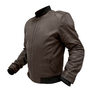 Мотокуртка MCP мужская кожаная классическая BOMBER (коричневый, S), фото 2