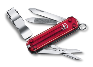 Нож-брелок Victorinox Classic Nail Clip 580, 65 мм, 8 функций, полупрозрачный красный, фото 1
