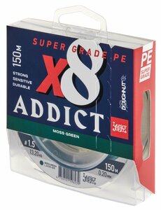 Шнур плетёный Lucky John Addict х8 BRAID Moss Green 150/020, фото 1