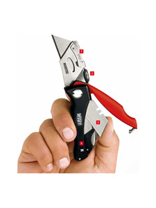 Нож складной строительный ERDI, быстрая замена лезвий, отсек для запасных лезвий, пластиковая ручка, ER-DBKPH-EU, фото 2