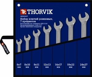 Thorvik OEWS007 Набор ключей гаечных рожковых в сумке, 6-27 мм, 7 предметов, фото 1