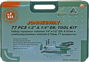 JONNESWAY S04H52477S Набор инструмента универсальный 1/4", 1/2"DR, 77 предметов, фото 4