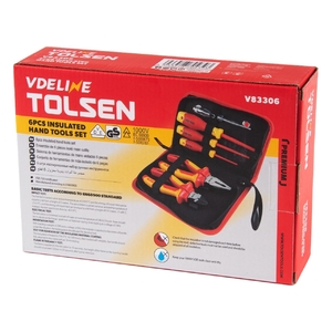 Набор инструментов диэлектрических TOLSEN 6 предметов, в футляре на молнии TTV83306, фото 4