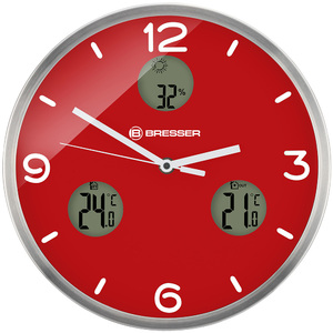 Часы настенные Bresser MyTime io NX Thermo/Hygro, 30 см, красные, фото 2